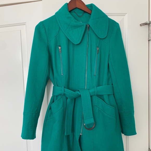 Topshop Jackets & Blazers - TopShop Kelly Green Wool Blend Coat
